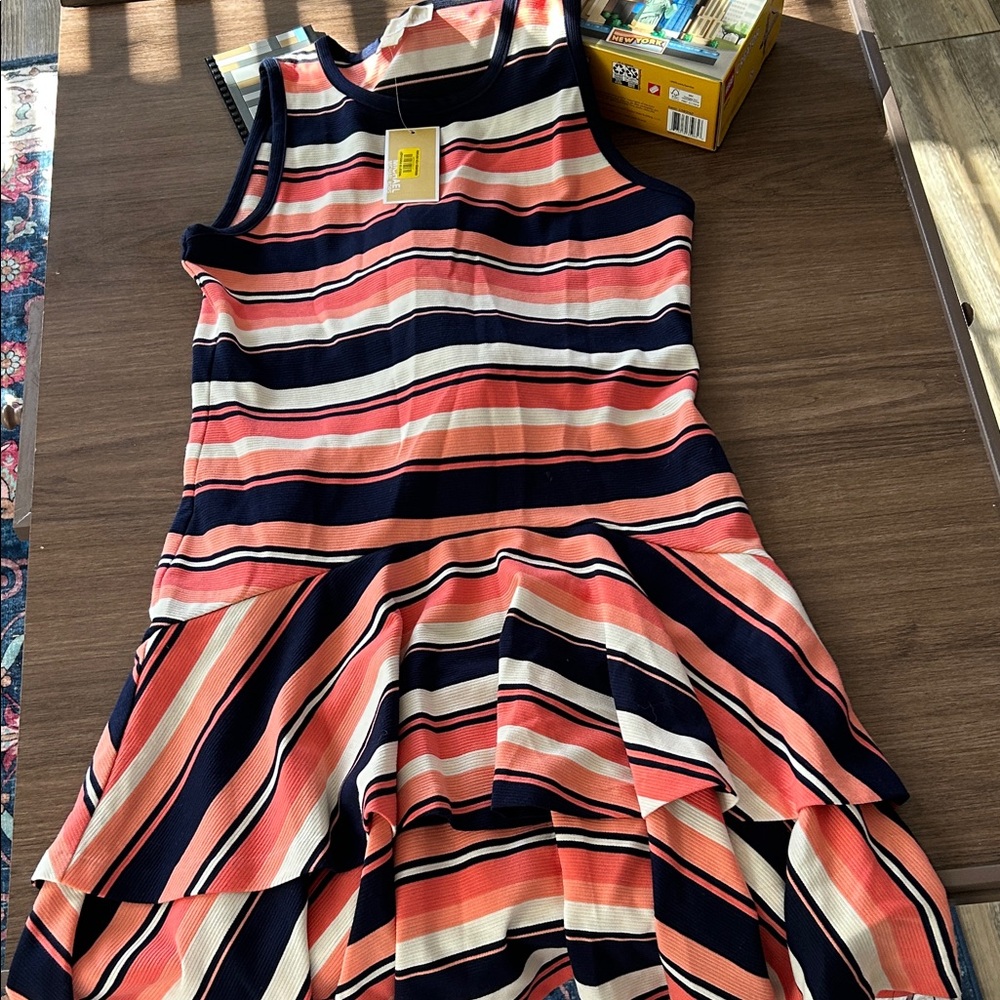 Michael Kors Pink and Navy Striped Dress